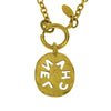 Chanel Gold Plated Logo Round Pendant Necklace Secondhand