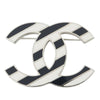 Chanel Enamel CC Striped Logo Brooch Secondhand