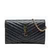 Saint Laurent Quilted Chevron Calfskin Polka Dot Monogram Envelope Chain Wallet Secondhand