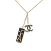 Secondhand Chanel Gold Plated Enamel CC Eiffel Tower Charm Necklace