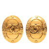 Chanel Gold Plated CC Oval Clip on Earrings Secondhand
