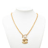 Chanel CC Gold Plated Quilted Pendant Necklace Secondhand