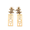 Chanel CC Gold Plated Rhinestones Boy Plated Push Back Earrings Secondhand