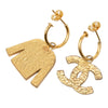 Chanel Gold Plated and Enamel CC and Jacket Drop Push Back Earrings Secondhand