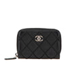 Chanel CC Quilted Calfskin Wild Stitch Zip Coin Purse Secondhand
