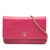 Chanel CC Embossed Lambskin Camellia Wallet On Chain Secondhand
