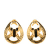Chanel Gold Plated CC Teardrop Clip On Earrings Secondhand