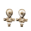 Chanel CC Gold Plated Strass Faux Pearl Tear Drop Ribbon Push Back Earrings Secondhand