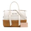 Miu Miu Wicker Trimmed Leather Top Handle Bag Secondhand