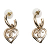 Chanel Gold Plated CC Heart Coco in Love Hoop Push Back Earrings Secondhand