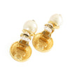 Secondhand Chanel Gold Plated Faux Pearl Logo Clip on Drop Earrings
