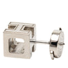 Hermès Palladium Plated Enamel Cage dH Cube Push Back Earrings Secondhand