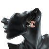 Chanel CC Enamel and Gold Plated Push Back Earrings Secondhand