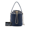 Chanel Medium CC Calfskin and Tweed Drawstring Bucket Bag Secondhand
