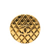 Chanel CC Gold Plated Quilted Round Brooch Secondhand