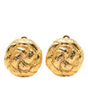 Chanel CC Gold Plated Round Clip On Earrings Secondhand