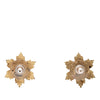 Chanel CC Gold Plated Enamel Snowflake Push Back Earrings Secondhand