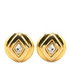 Chanel Gold Plated Rhinestones Round Clip on Earrings Secondhand