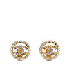 Chanel CC Gold Plated Rhinestone Round Clip On Earrings Secondhand