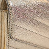 Saint Laurent Metallic Crackled Chevron Calfskin Monogram Envelope Chain Wallet Secondhand