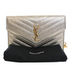 Saint Laurent Metallic Crackled Chevron Calfskin Monogram Envelope Chain Wallet Secondhand