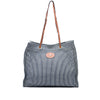Celine Striped Textile and Calfskin Squared Cabas Tote Secondhand
