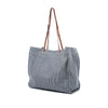 Celine Striped Textile and Calfskin Squared Cabas Tote Secondhand