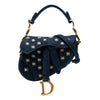 Dior Micro Denim Embroidered Saddle Bag Secondhand