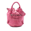 Balenciaga Lambskin Motocross Giant Brogues Pompon Bucket Bag Secondhand