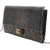 Chanel Cracked Metallic Calfskin Zip Away Chain Clutch Secondhand