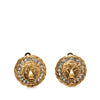 Chanel Gold Plated Strass Lion Head Clip On Earrings Secondhand