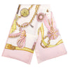 Secondhand Hermès “Frontaux Et Cocardes” Pink & Ivory Silk Carré 90 Scarf By Caty Latham