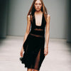 Secondhand Prada Black Dress with Semi-Sheer Silk Chiffon Paneling - '00s