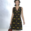 Secondhand Marni Sleeveless Dress Featuring Brown and Yellow Geometric Circle Pattern - '10s