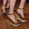 Secondhand Miu Miu, Cammeo Baroque, leather wedge - '00s