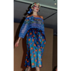 second hand Yves Saint Laurent  Top And Blue Floral Silk Skirt Set
