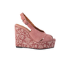 Secondhand Castañer Pink Suede Espadrille Wedge Sandals with Floral - '10s