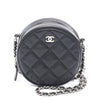 Secondhand Chanel CC Quilted Caviar Round Clutch With Chain