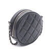 Secondhand Chanel CC Quilted Caviar Round Clutch With Chain