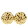 Chanel CC Quilted Gold Plated Round Clip On Earrings Secondhand