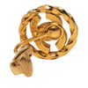 Chanel CC Gold Plated Strass Round Rope Clip On Earrings Secondhand