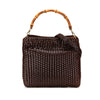 Gucci Woven Leather Bamboo Satchel Secondhand