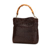 Gucci Woven Leather Bamboo Satchel Secondhand