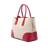 Prada Large Saffiano Trimmed Canapa Double Satchel Secondhand
