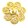 Chanel CC Gold Plated Flower Brooch Secondhand