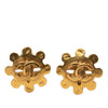 Chanel CC Gold Plated Flower Clip On Earrings Secondhand