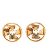 Chanel CC Gold Plated Faux Pearl Pinwheel Ribbon Clip On Earrings Secondhand