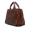 Prada Small Bicolor Woven Goatskin Madras Satchel Secondhand