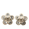 Chanel Gold Plated CC Crystal Floral Push Back Earrings Secondhand