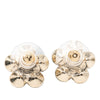 Chanel Gold Plated CC Crystal Floral Push Back Earrings Secondhand